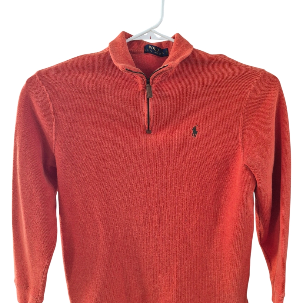 Men's Polo By Ralph Lauren 1/4 Zip Sweater, Large, Orange